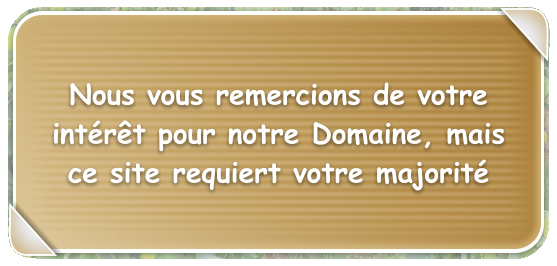 Nous vous remercions de votre int�r�t pour notre Domaine, mais ce site requiert votre majorit�